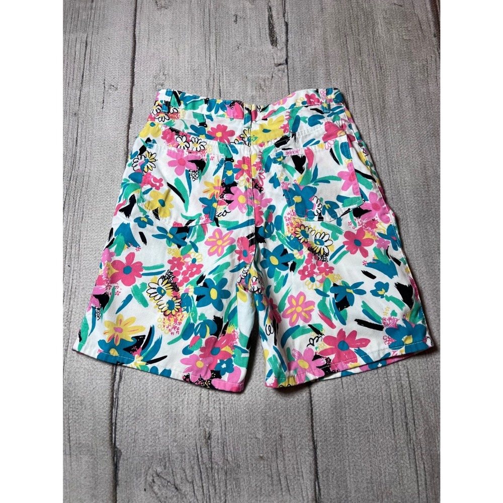 Sasson Vintage 90s Floral Bermuda Shorts Womens 11 Multicolor High Rise Cotton - Picture 5 of 6